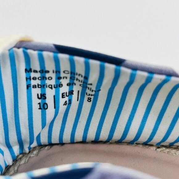 Draper James Georgia Wedge Espadrilles Women's Size 10 Navy, White Ankle Tie - Picture 8 of 13